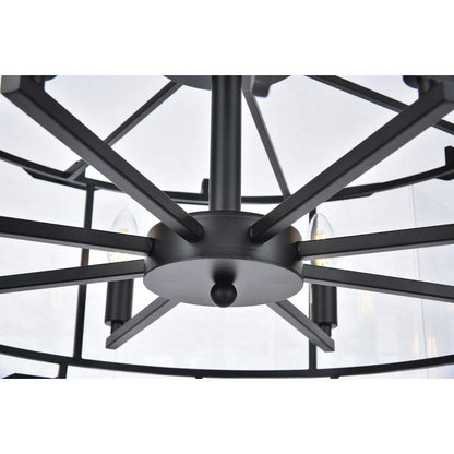 Monaco 8 light Flat Black (Matte) Chandelier Clear Glass Crystal