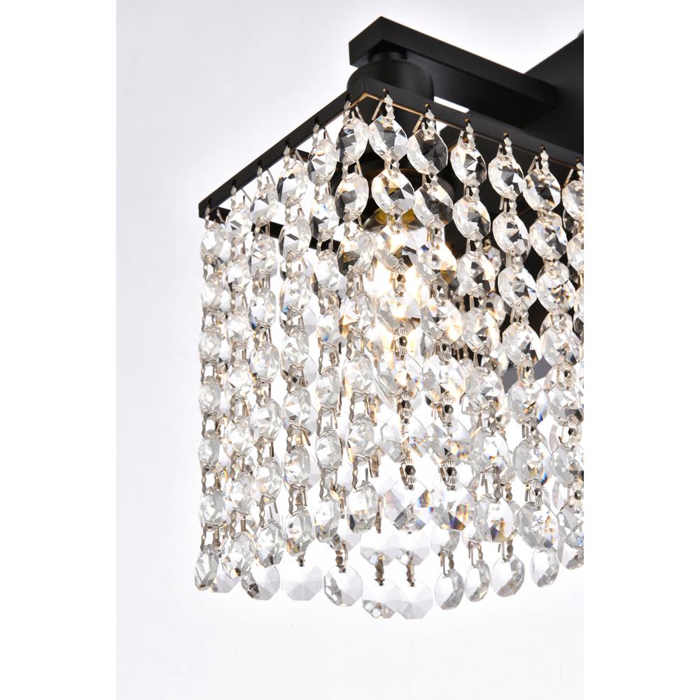 Phineas 1 light bath sconce in black with clear crystals