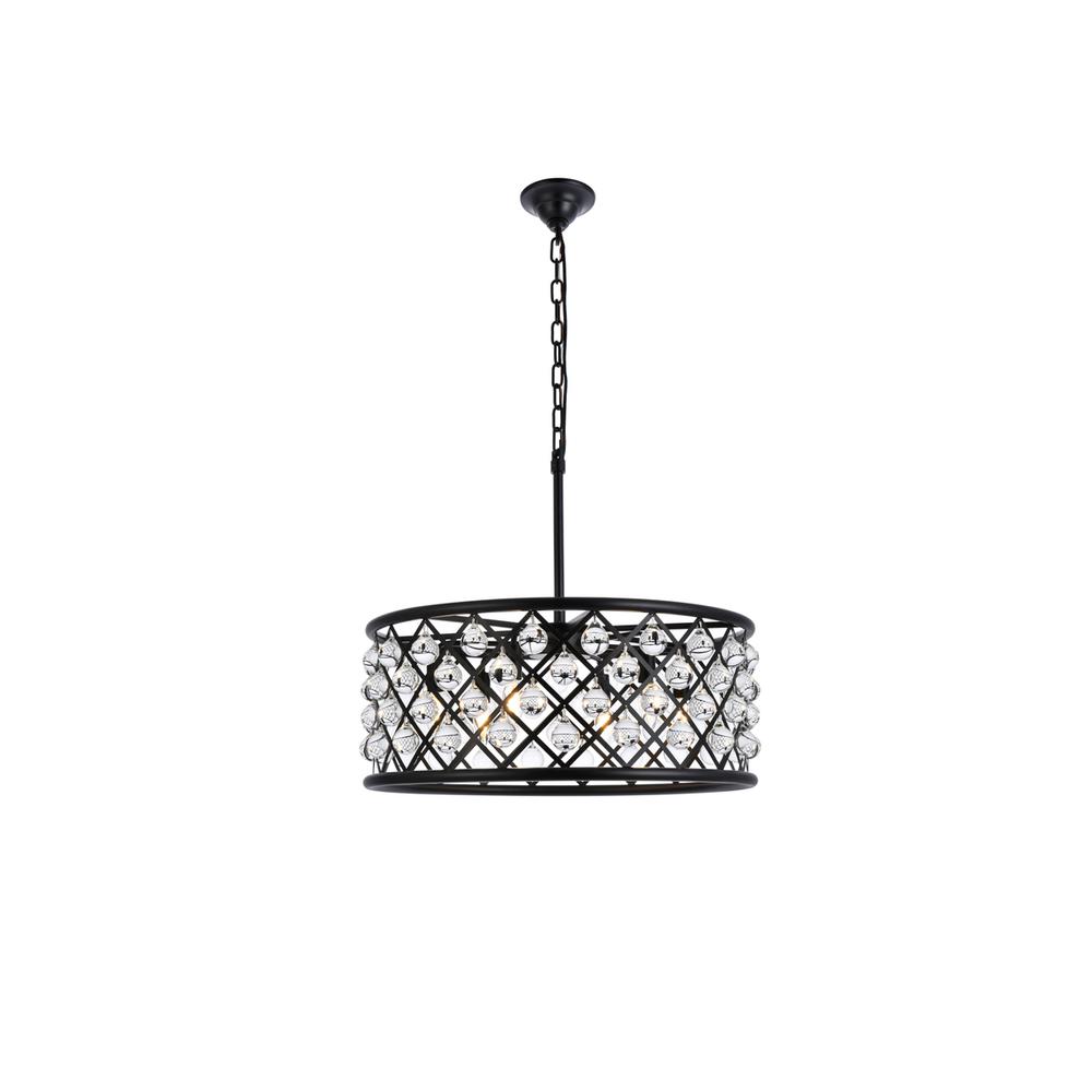 Madison 6 light Matte Black Chandelier Clear Royal Cut Crystal