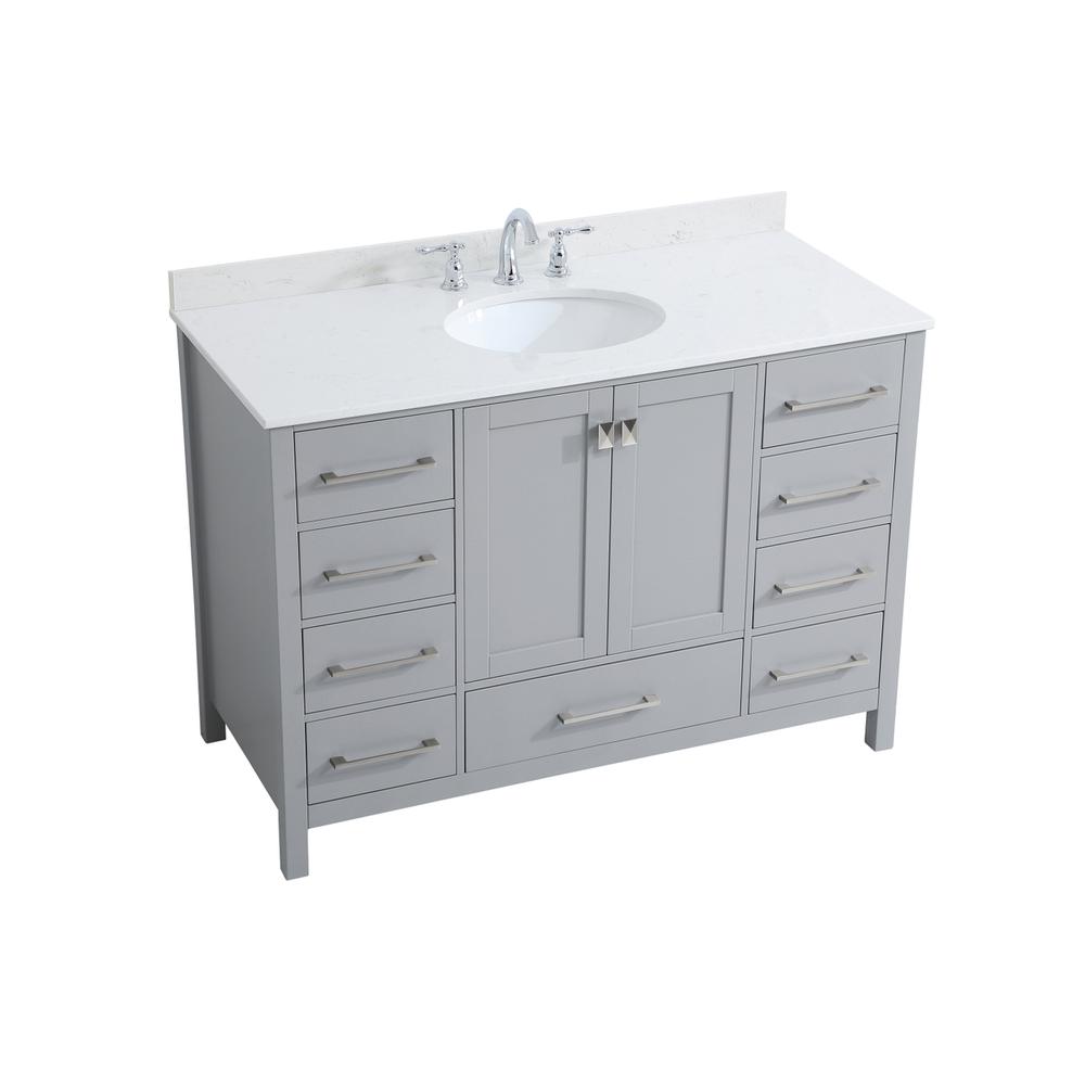 48 inch Single Bathroom Vanity in Gray with Backsplash