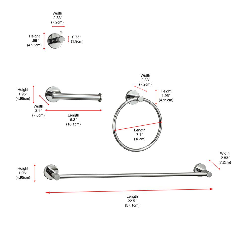 Freya 4-Piece Bathroom Hardware Set in Chrome