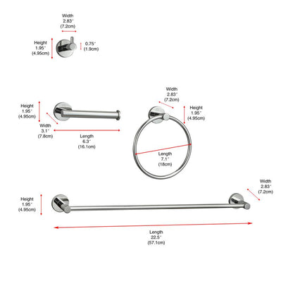 Freya 4-Piece Bathroom Hardware Set in Chrome