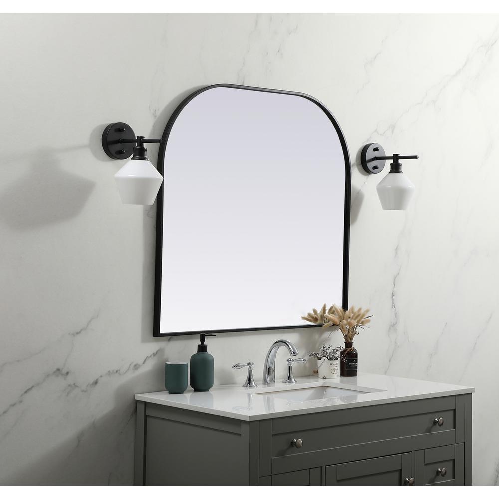 Metal Frame Arch Mirror 36x34 Inch in Black
