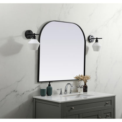 Metal Frame Arch Mirror 36x34 Inch in Black