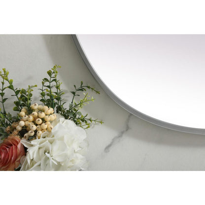 Metal Frame Oval Mirror 27x40 Inch in Silver