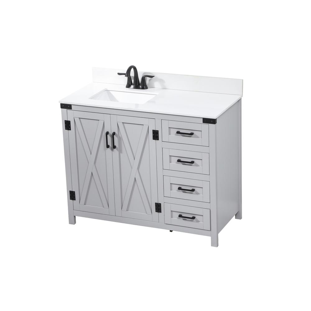 42 inch Single bathroom vanity in grey with backsplash