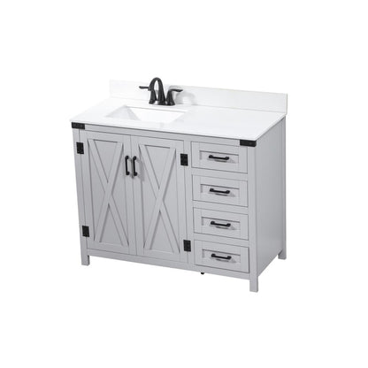 42 inch Single bathroom vanity in grey with backsplash