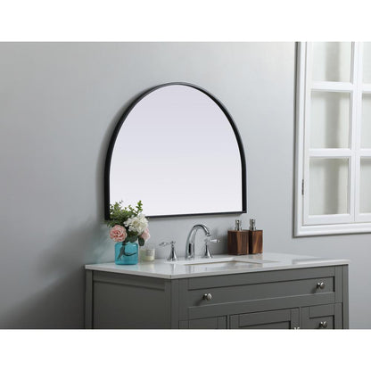 Metal Frame Arch Mirror 33x24 Inch in Black