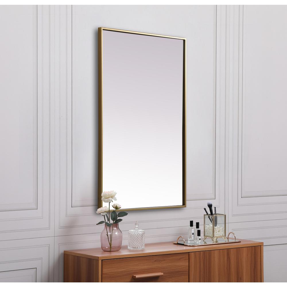 Metal Frame Rectangle Mirror 24x36 Inch in Brass