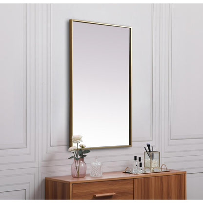 Metal Frame Rectangle Mirror 24x36 Inch in Brass