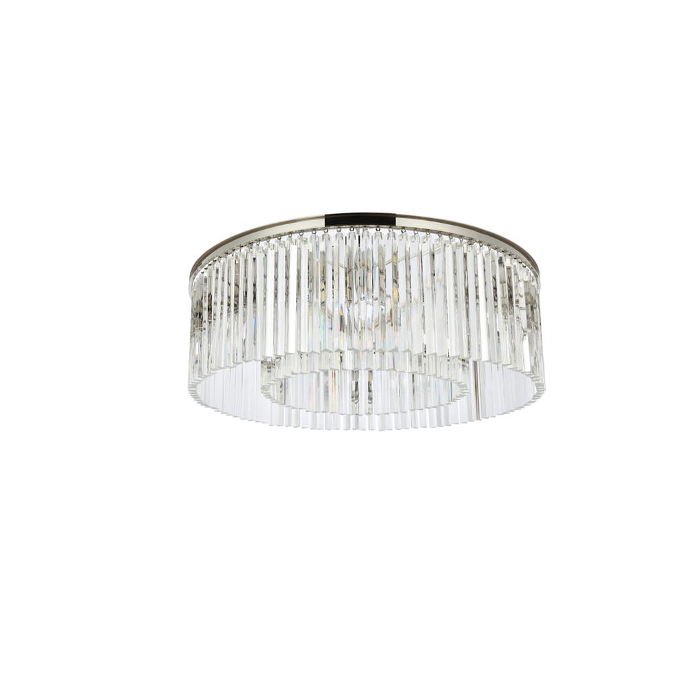 Sydney 10 light polished nickel Flush Mount Clear Royal Cut Crystal