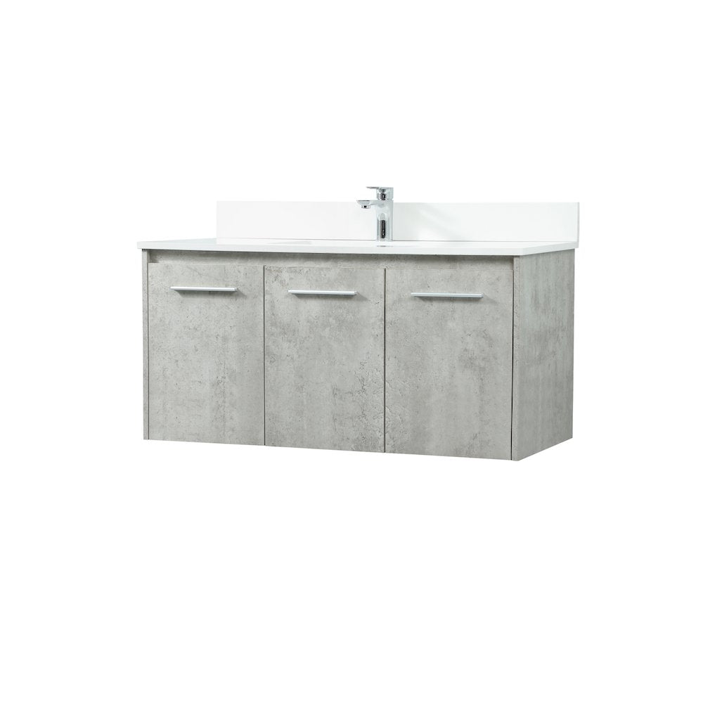 40 Inch Single Bathroom Vanity In Concrete Grey With Backsplash