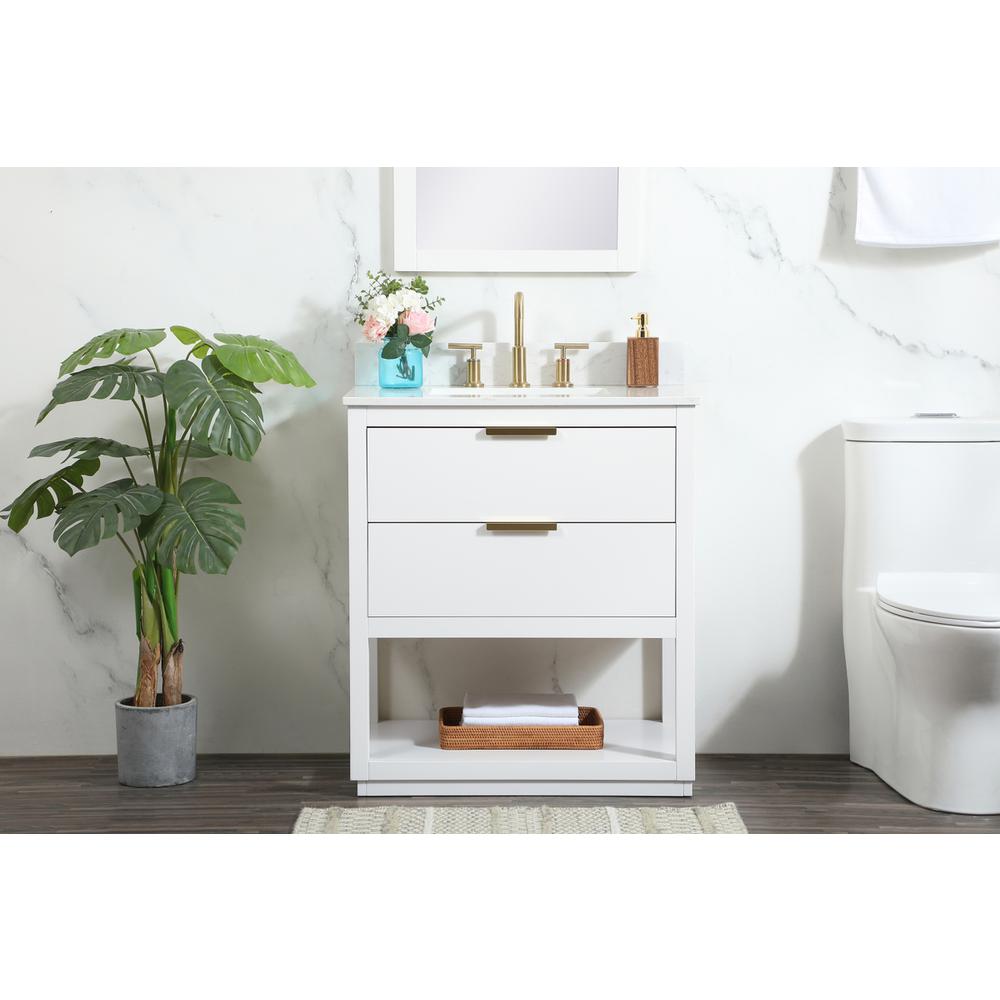 30 inch Single bathroom vanity in white with backsplash