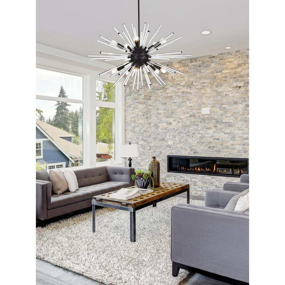 Sienna 36 inch crystal rod pendant in black