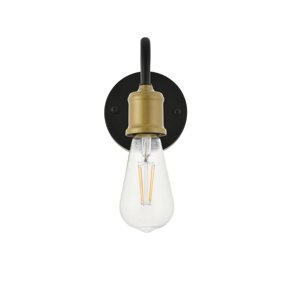Serif 1 light brass and black Wall Sconce