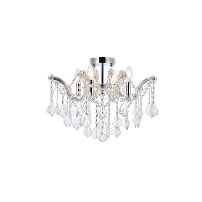 Maria Theresa 4 light Chrome Flush Mount Clear Royal Cut Crystal