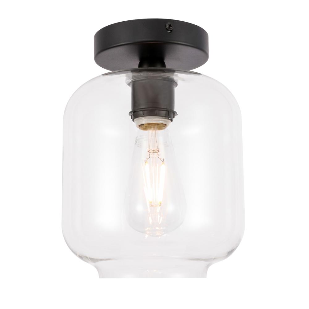 Collier 1 light Black and Clear glass Flush mount