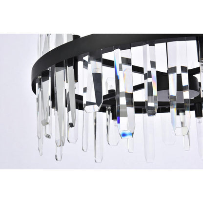 Serena 25 inch crystal round pendant in black