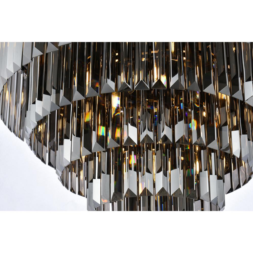 Sydney 17 light Matte Black Flush Mount Silver Shade (Grey) Royal Cut Crystal
