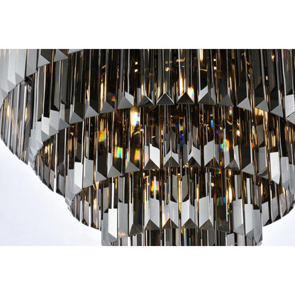 Sydney 17 light Matte Black Flush Mount Silver Shade (Grey) Royal Cut Crystal