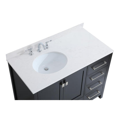 42 inch Single Bathroom Vanity in Black with Backsplash