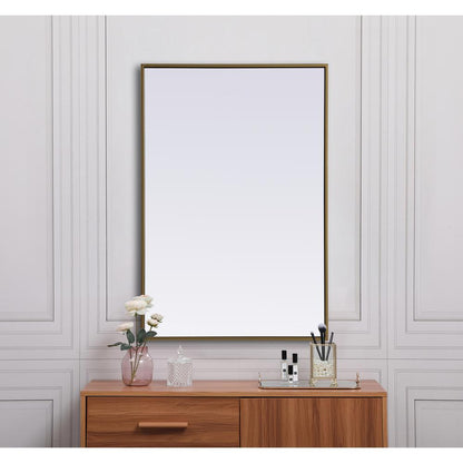 Metal Frame Rectangle Mirror 24x36 Inch in Brass