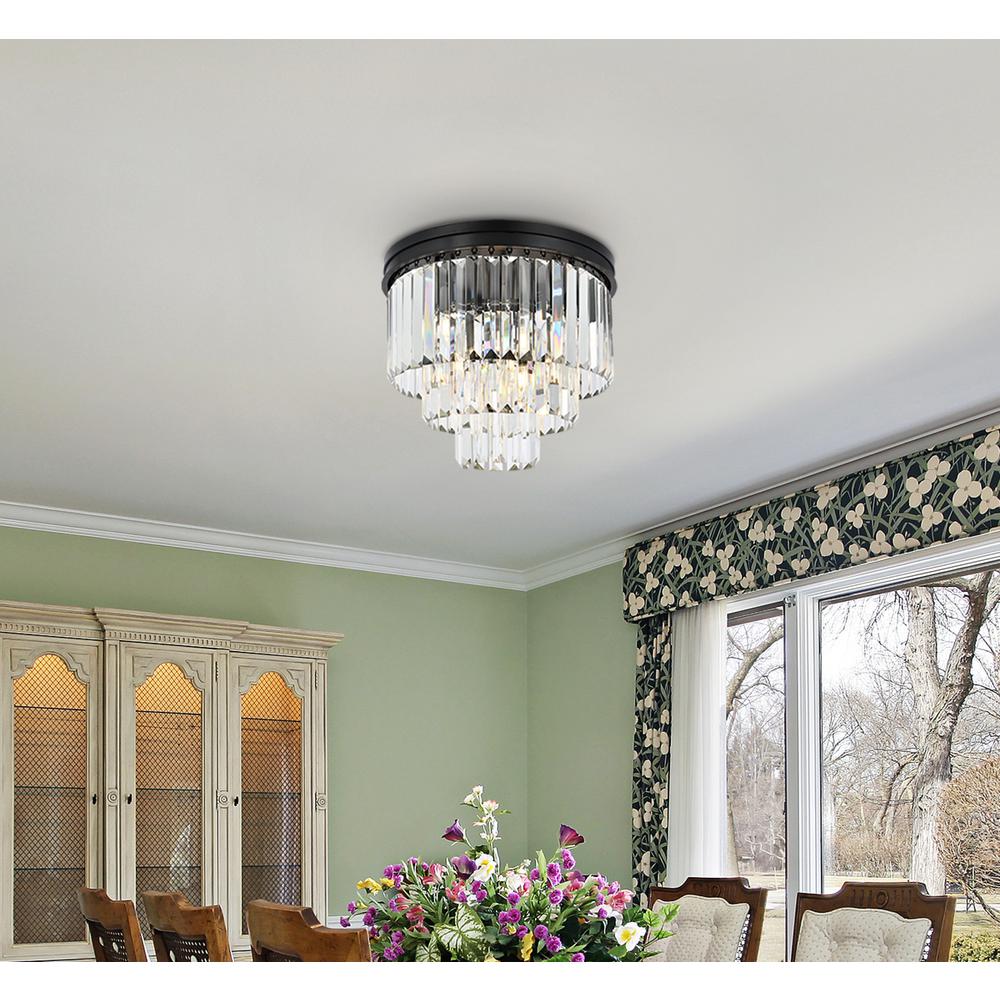Sydney 9 light Matte Black Flush Mount Clear Royal Cut Crystal
