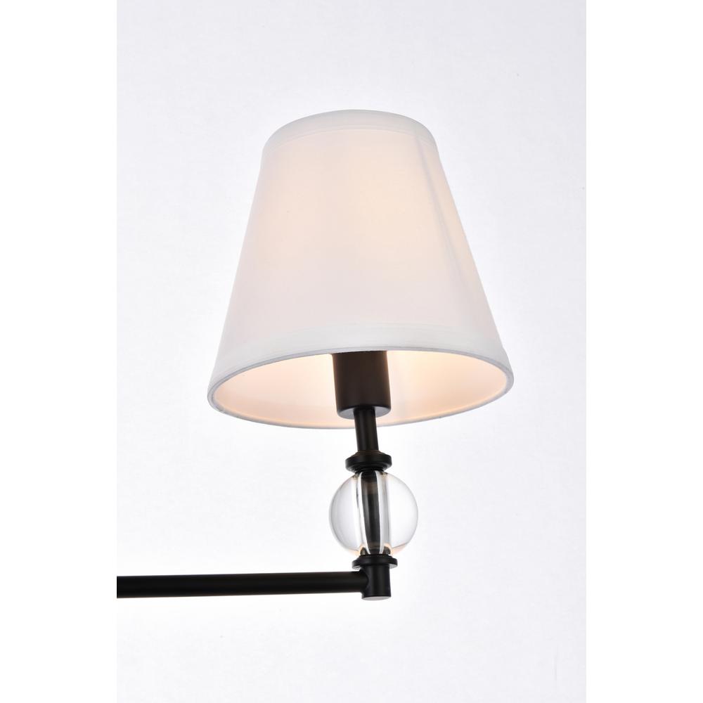 Bethany 3 lights bath sconce in black with white fabric shade
