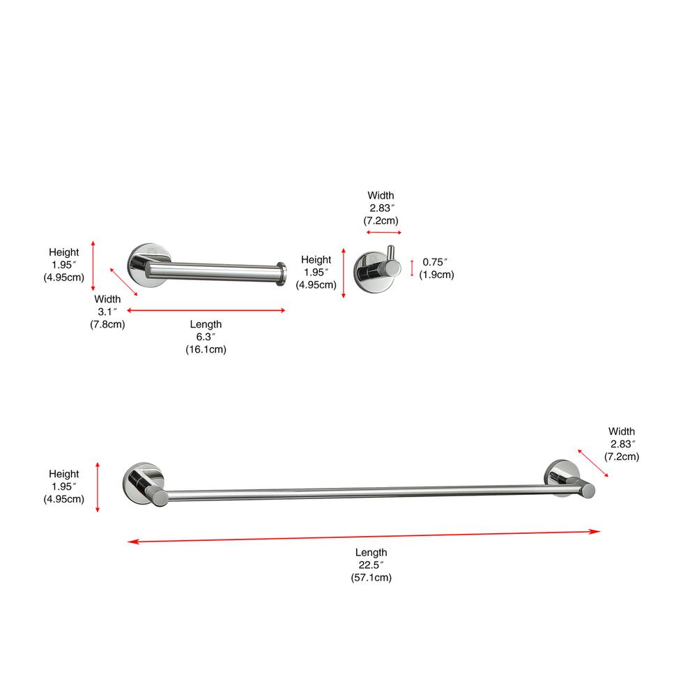 Freya 3-Piece Bathroom Hardware Set in Chrome