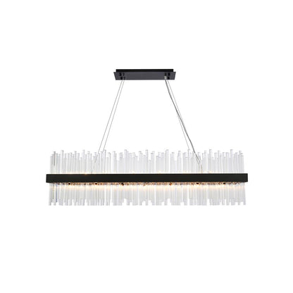 Dallas 48 inch rectangle crystal pendant in black