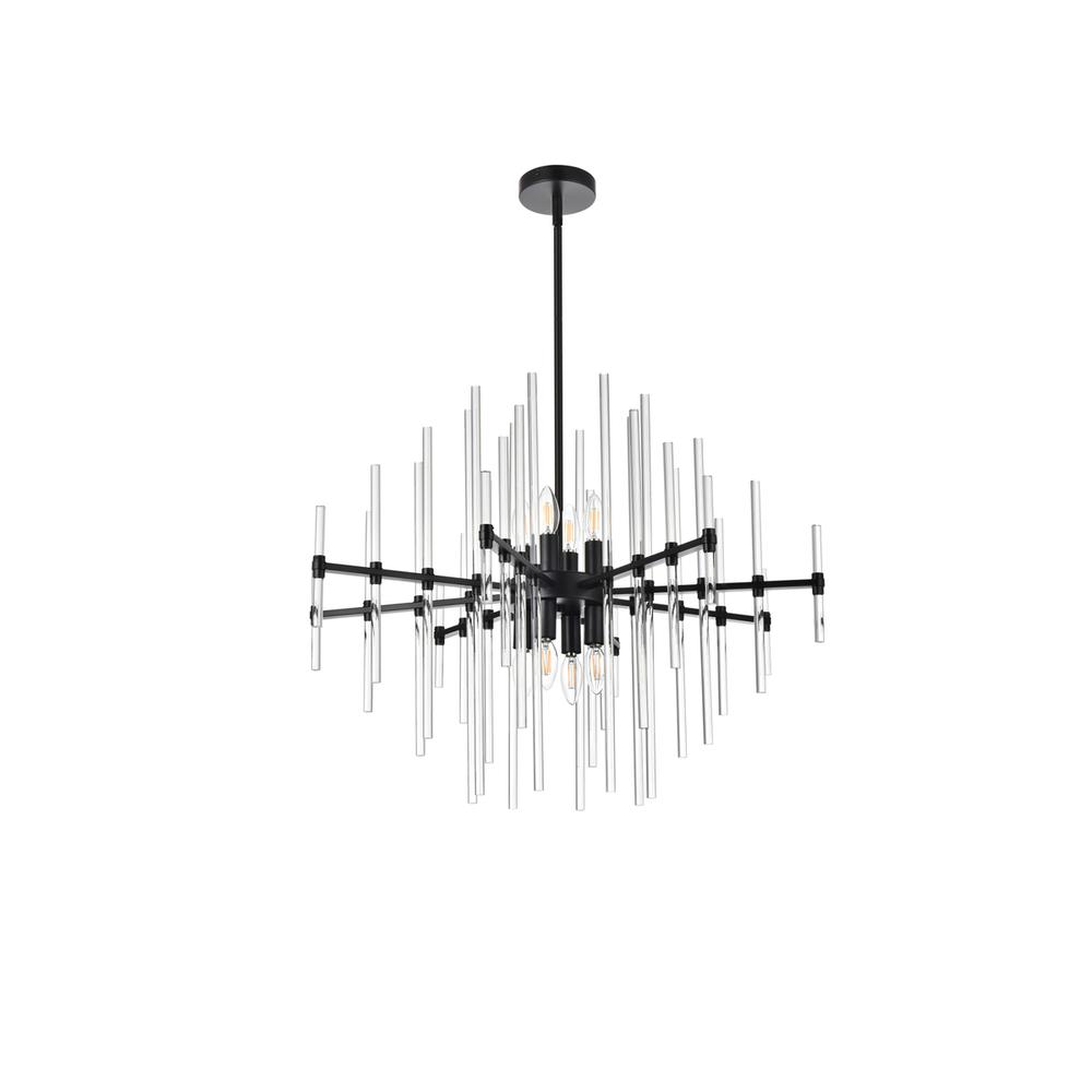Sienna 31 inch crystal rod pendant in black