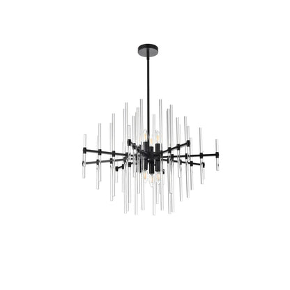 Sienna 31 inch crystal rod pendant in black
