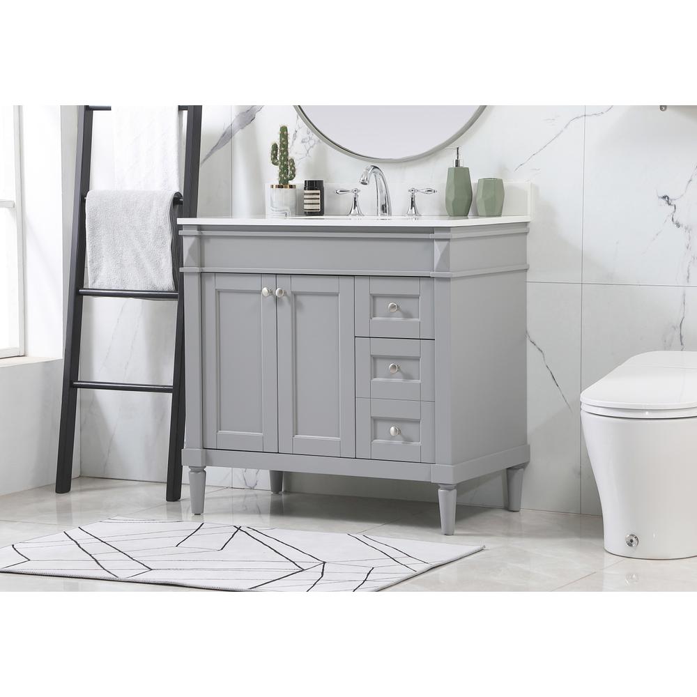 36 inch Single bathroom vanity in grey with backsplash