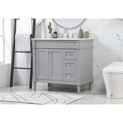 36 inch Single bathroom vanity in grey with backsplash