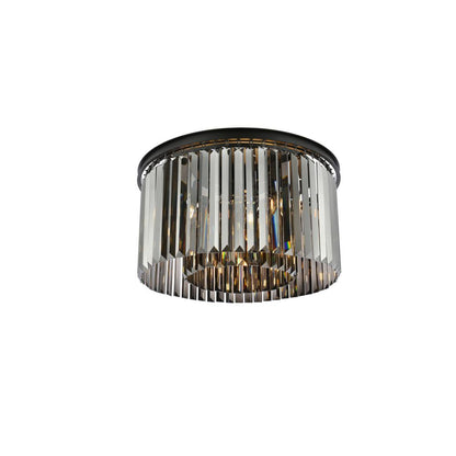 Sydney 8 light Matte Black Flush Mount Silver Shade (Grey) Royal Cut Crystal
