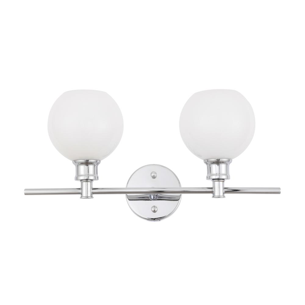 Collier 2 light Chrome and Frosted white glass Wall sconce