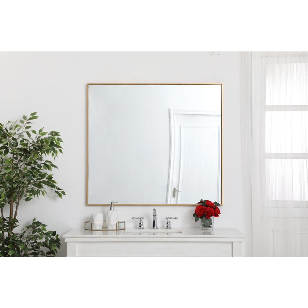 Metal frame rectangle mirror 36 inch in Brass