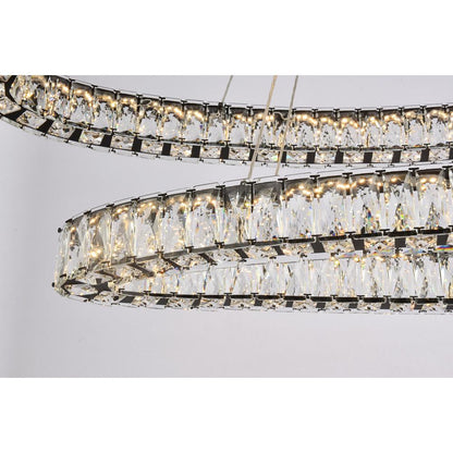 Monroe 48 inch LED oval double ring pendant in black
