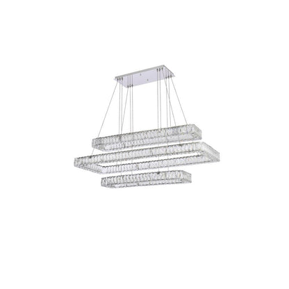 Monroe 50 inch LED triple rectangle pendant in chrome