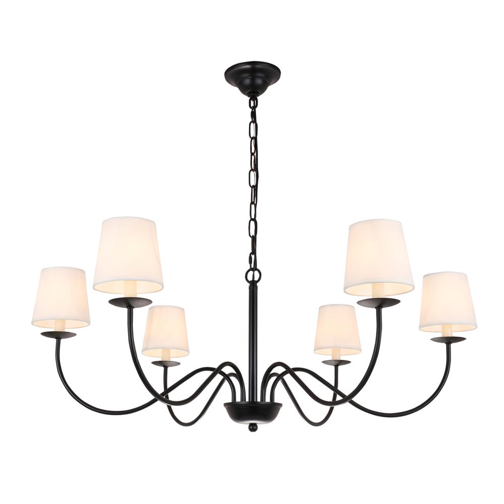 Eclipse 6 light Black and White shade chandelier