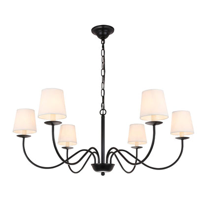 Eclipse 6 light Black and White shade chandelier