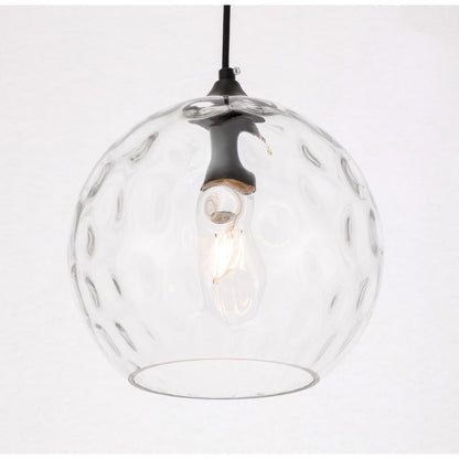 Cashel 1 light Black and Clear glass pendant