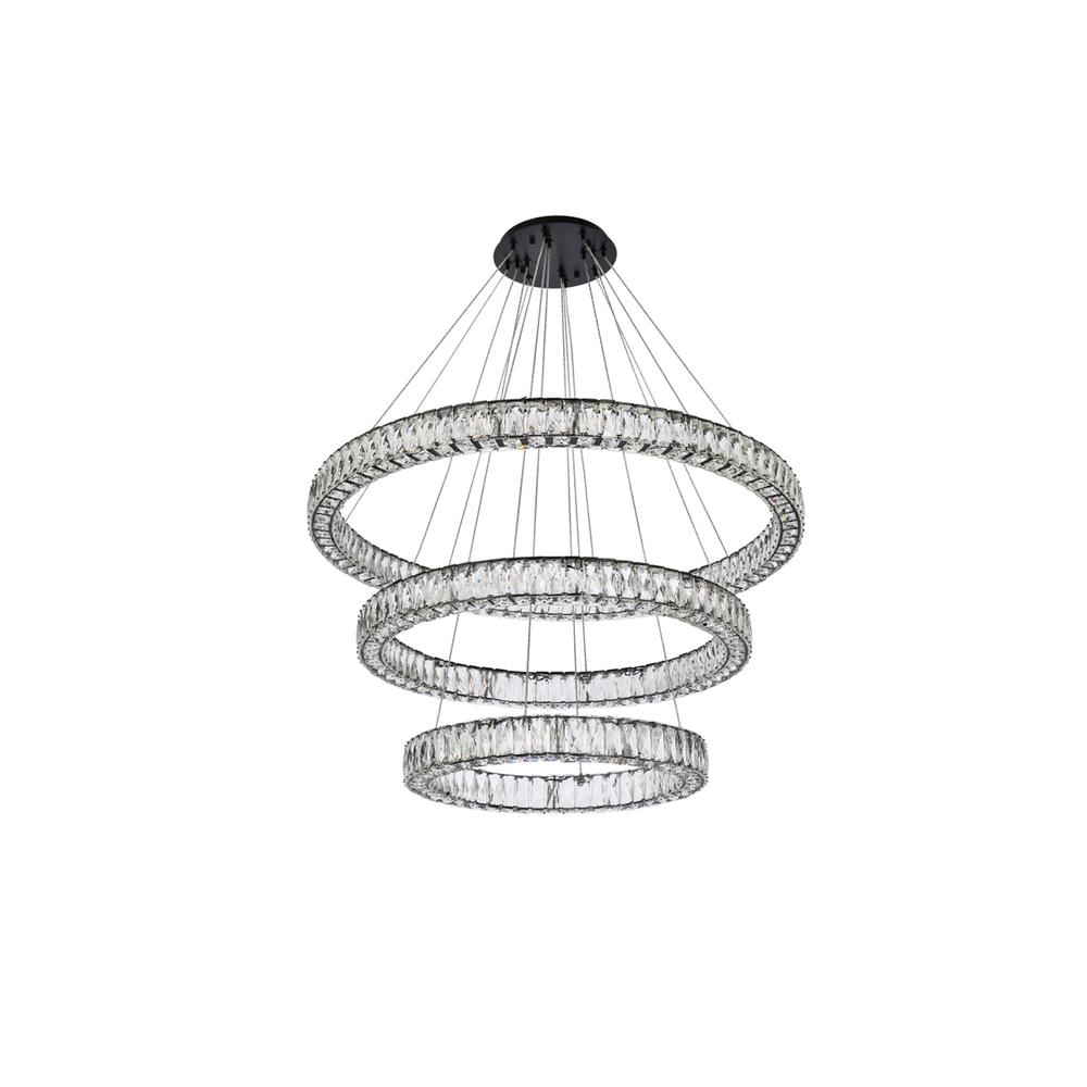 Monroe 41 inch LED triple ring chandelier in black