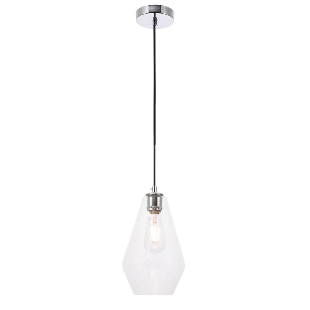 Gene 1 light Chrome and Clear glass pendant