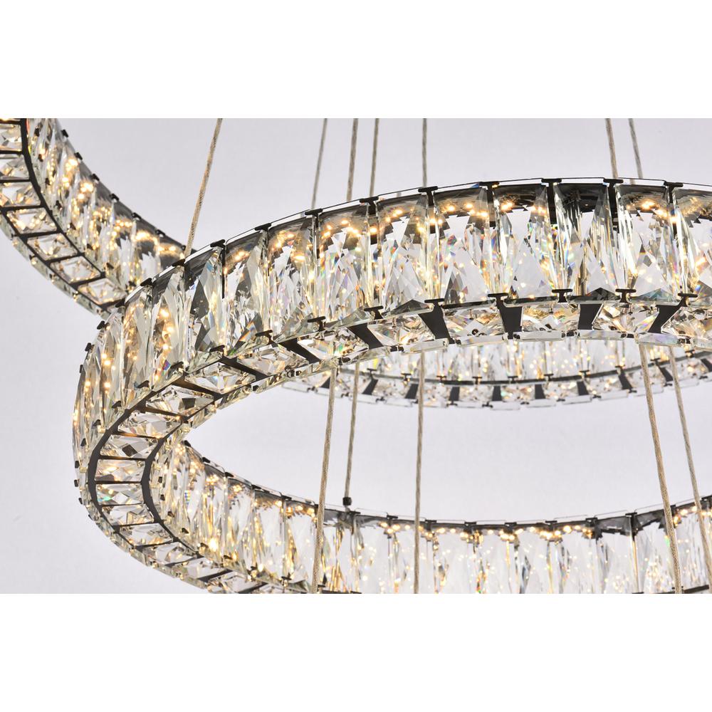 Monroe 32 inch LED triple ring chandelier in black