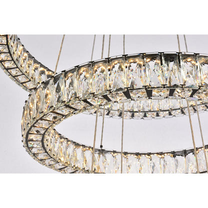 Monroe 32 inch LED triple ring chandelier in black
