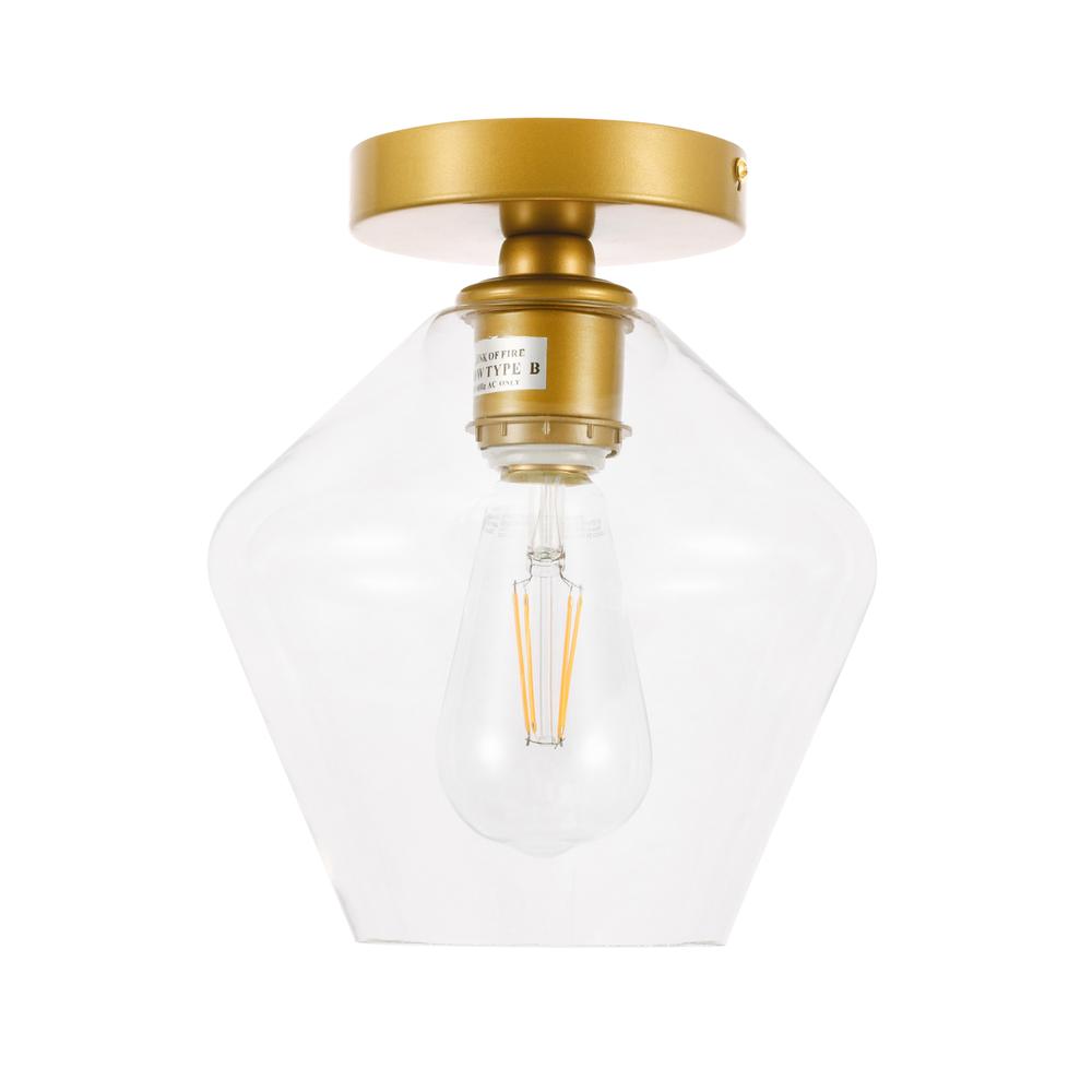 Gene 1 light Brass and Clear glass Flush mount