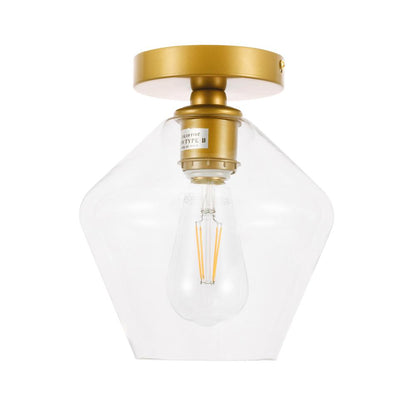 Gene 1 light Brass and Clear glass Flush mount