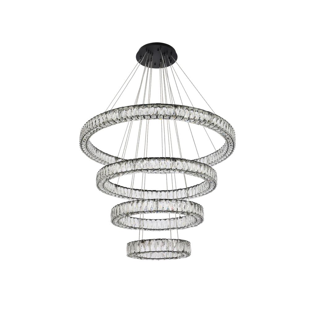 Monroe 41 inch LED four ring chandelier in black