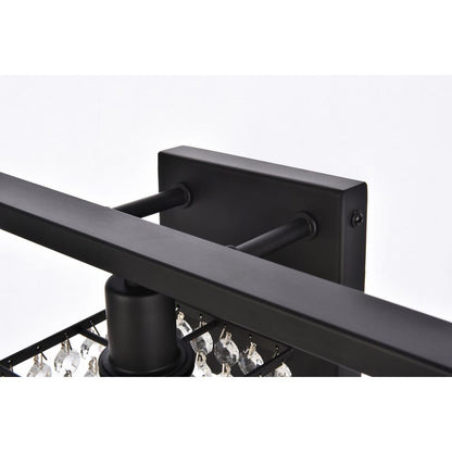 Phineas 3 lights bath sconce in black with clear crystals